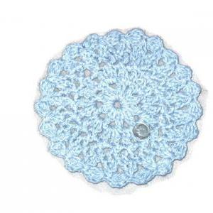 Blue Hand Crocheted Decorative Round Washcloths Or..