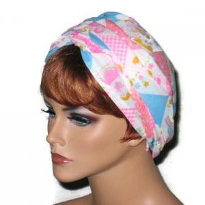Pink And Blue Handmade Wrap Twist Turban