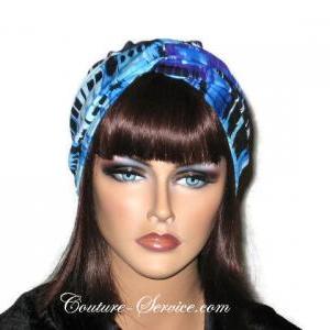 Royal Blue Abstract Handmade Twist Fashion Turban