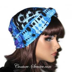 Royal Blue Abstract Handmade Twist Fashion Turban