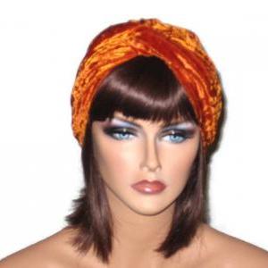 Orange Velour Twist Fashion Turban