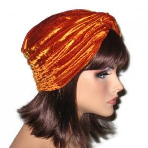 Orange Velour Twist Fashion Turban