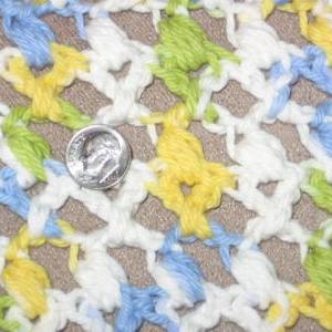 Blue And Yellow Hand Crocheted Decorative..