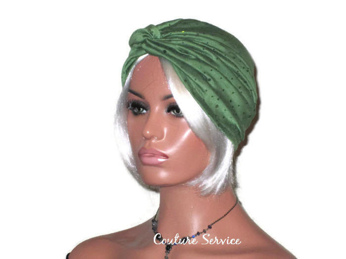 Teal Blue, Terracotta Orange, Or Sage Green Holographic Sequined Handmade Twist Fashion Turban