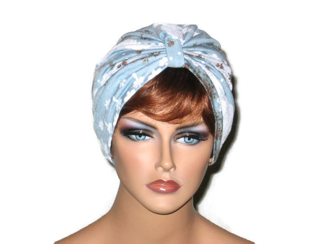 Blue And White Handmade Single Knot Turban